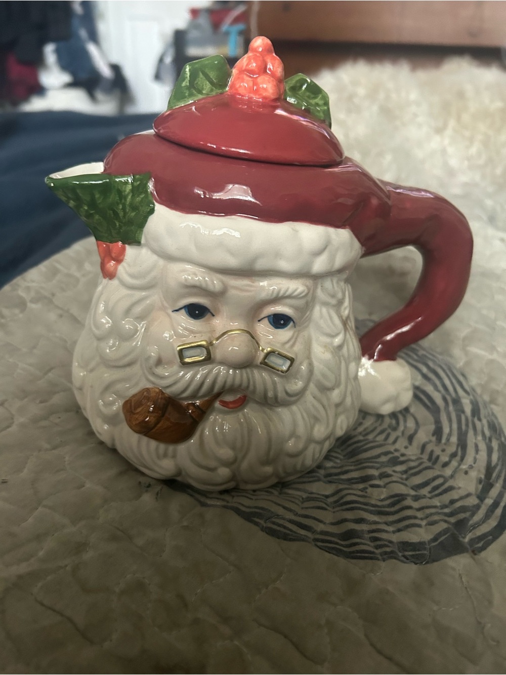 Ceramic Santa Teapot - Red and White Holiday Mug